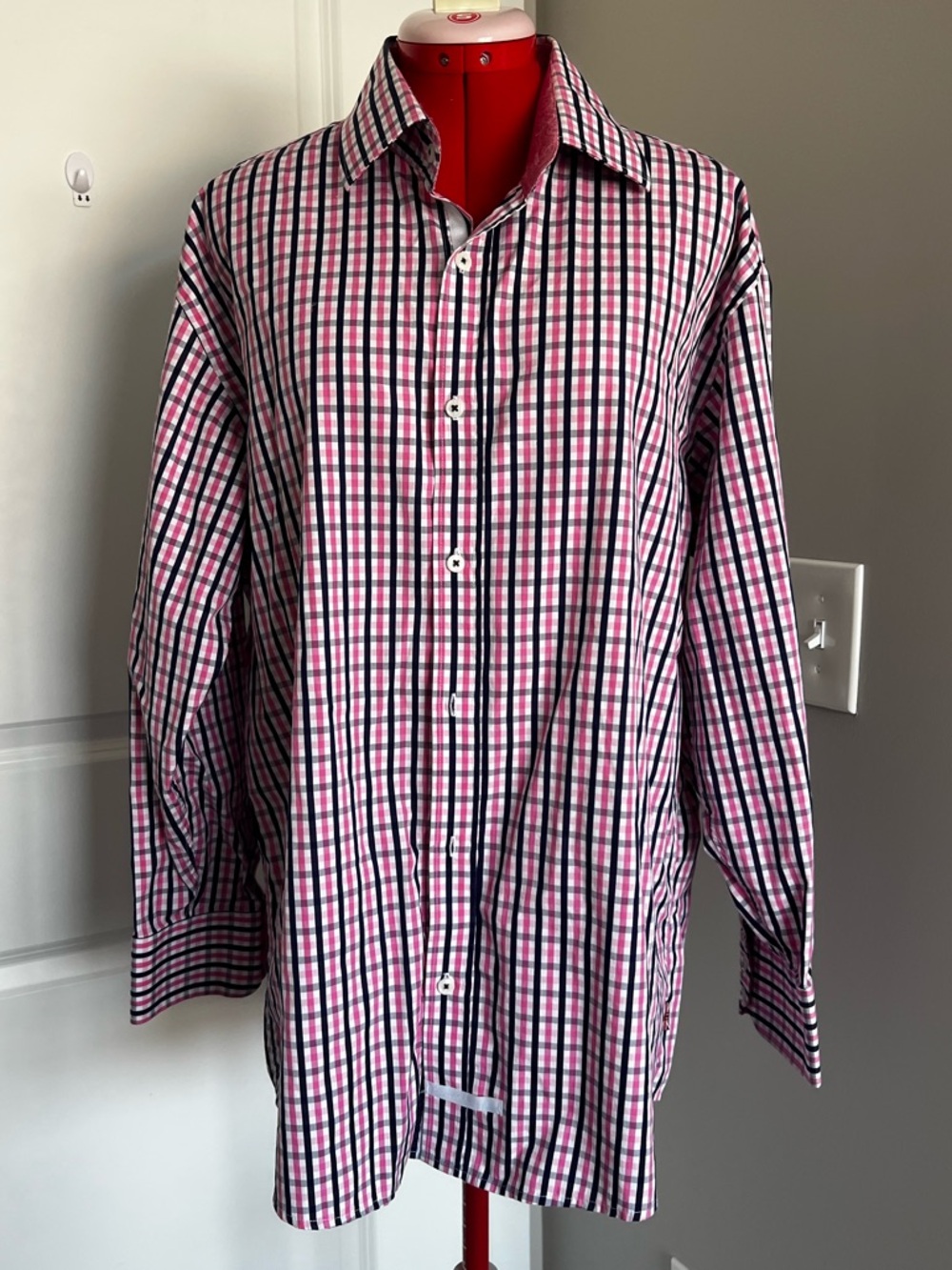 English Laundry Pink and Black Plaid Dress Shirt
